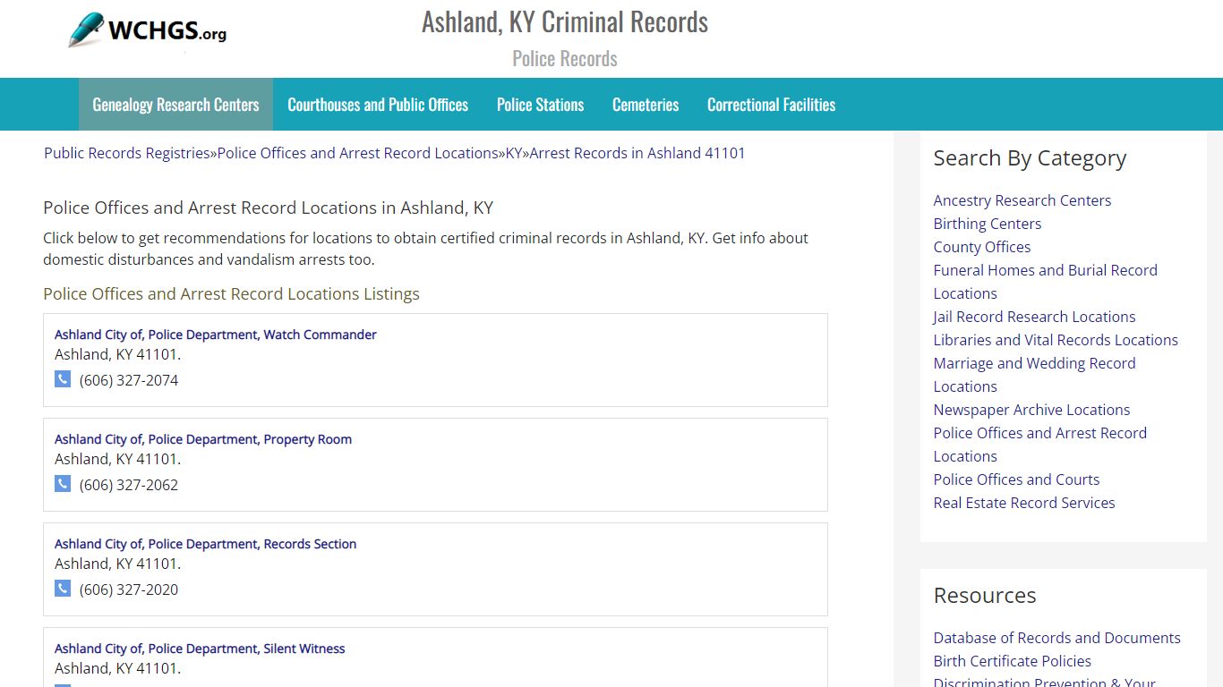 Ashland, KY Criminal Records - Police Records