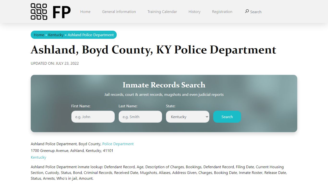 Ashland, KY Police - City Jail Inmates, Arrests